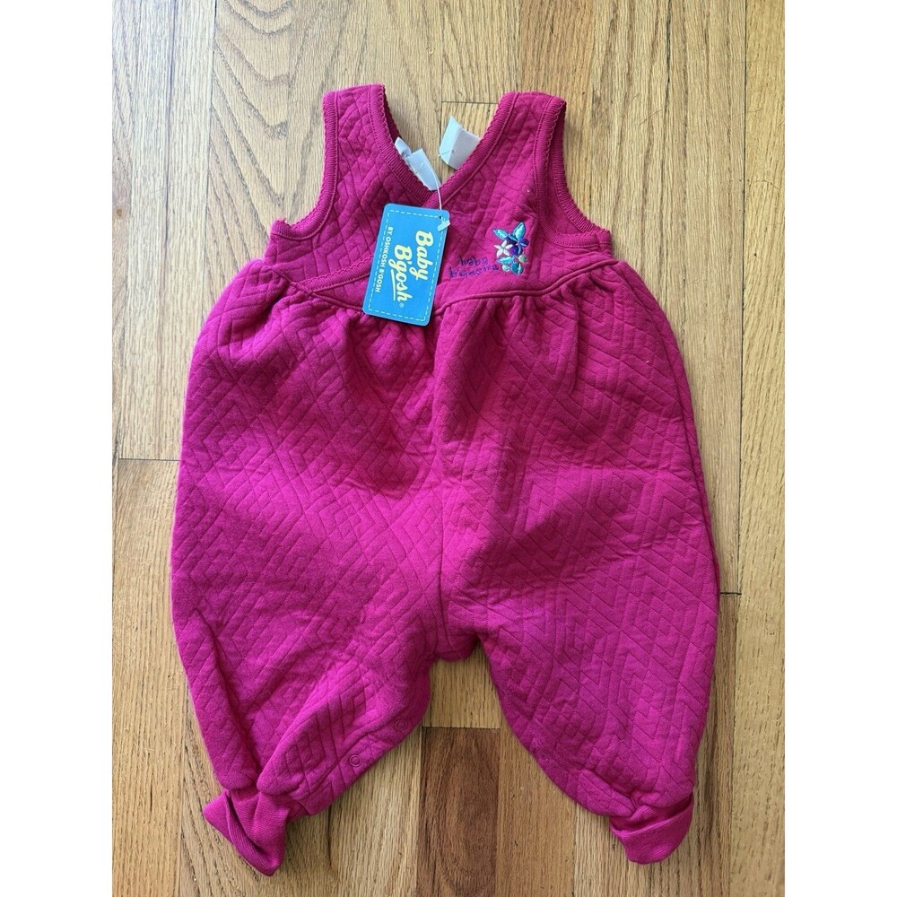 Vintage 80s/90s Baby B’gosh Quilted Pink Romper 6/9 M Embroidered Flowers‎ NEW